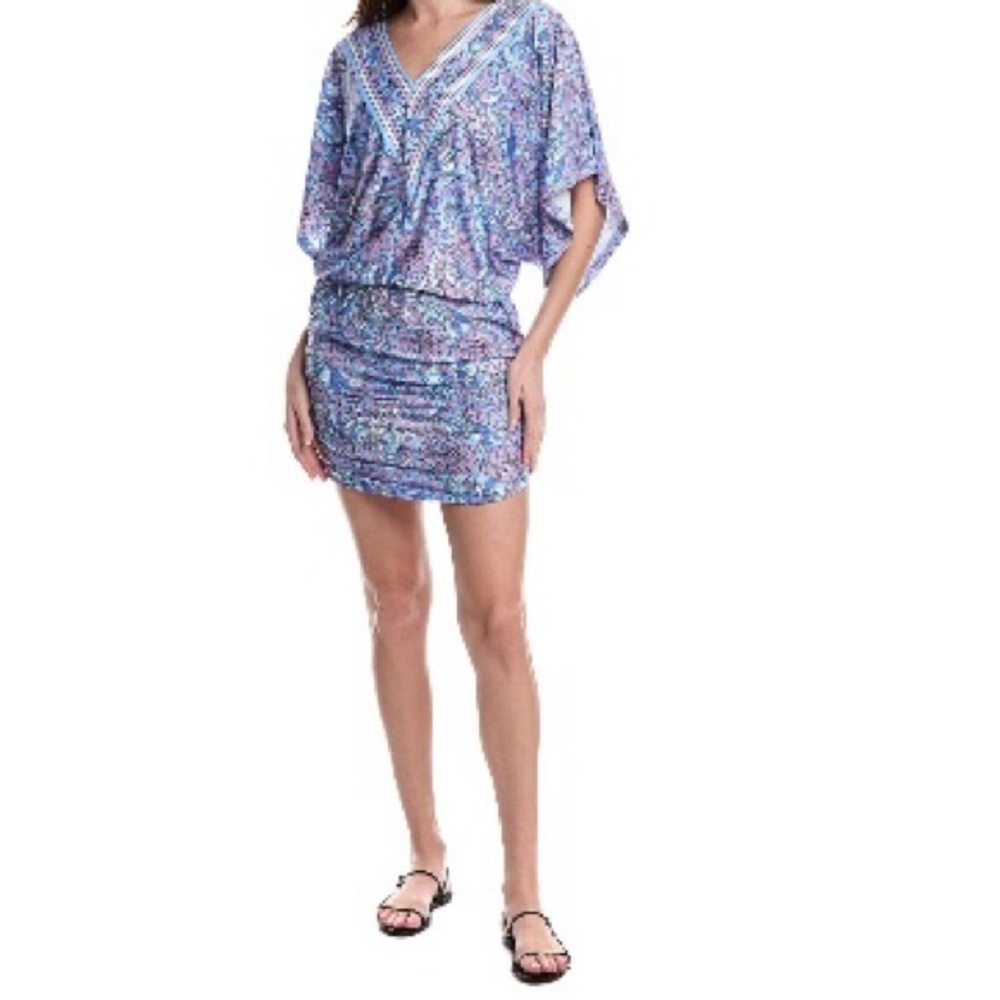 Carmen Marc Valvo Vibrant Blue and Purple Cover-Up